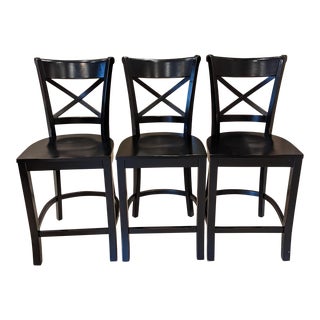 Crate & Barrel Farmhouse - Style Counter Stools - Set of 3 For Sale