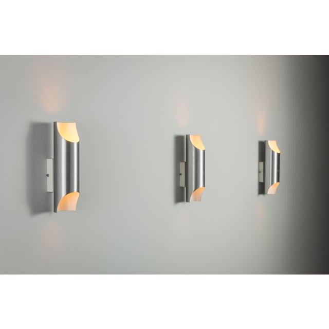 Cylindrical Aluminium Wall Lamps, 1970s, Set of 3 For Sale - Image 4 of 15