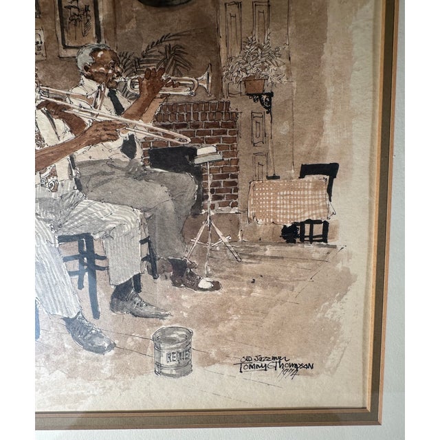 Mid-Century Original Watercolor Jazz Musicians, Signed For Sale - Image 4 of 11