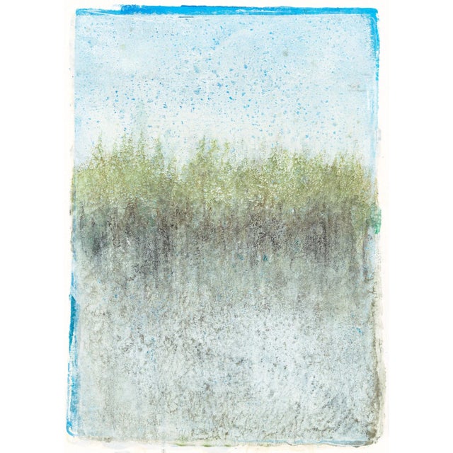 Presidio Dawn-01 Reproduction 35*48 Abstract Landscape Unstretched Canvas Print Blue Green Grey by Carrie Bergey For Sale