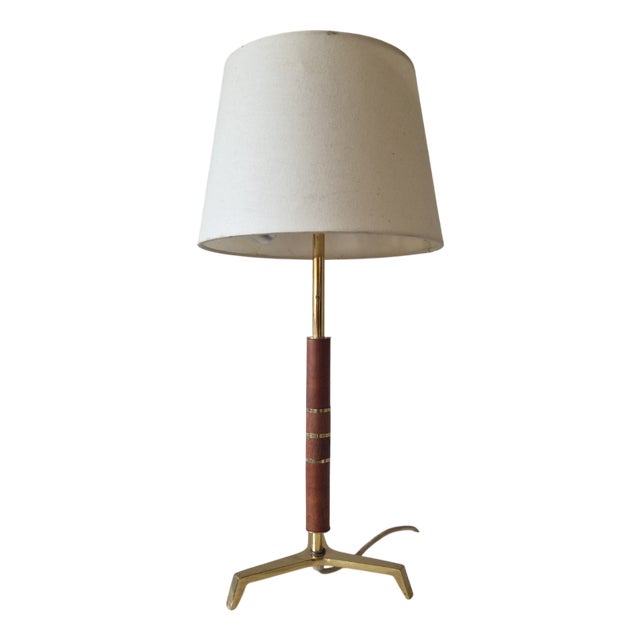 Table Lamp in Teak and Brass by J. T. Kalmar, 1960s For Sale