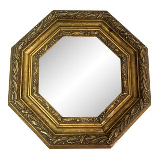 Octagon Carved Gilt Wood Frame Mirror For Sale
