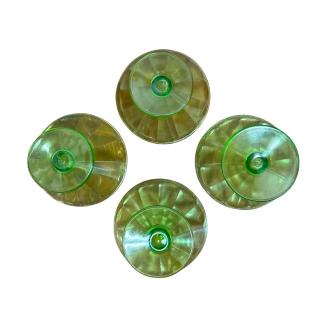 1940s 1940s Art Deco Uranium Green Glass Sorbet Cups - Set of Four For Sale - Image 5 of 5