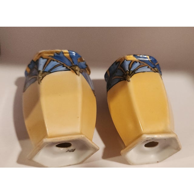 1900s Art Noveau Hand Painted Bluebell Salt & Pepper Shakers by Moritz Zdekauer, Austria For Sale - Image 4 of 17