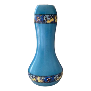 1920s Lovely Saturated European Painted Floral Band Vase