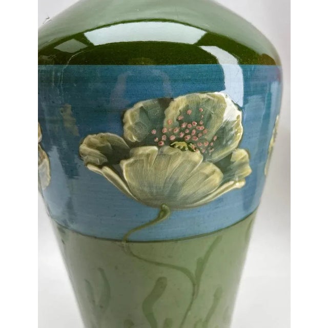 Brilliant handmade hand-glazed Art Nouveau Vase, 1930. Handmade and hand-glazed in brilliant colored details. Made in...