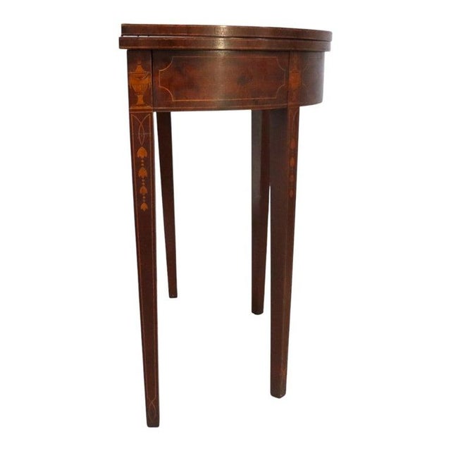 Classical Hepplewhite Mahogany Inlaid Card Table C1900 For Sale - Image 10 of 15