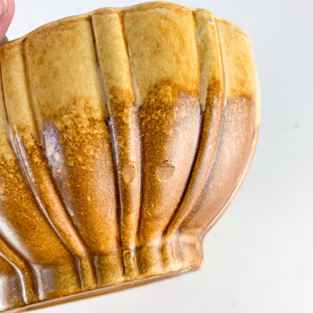 Orange Vintage Mid Century Drippy Glaze Haeger Orange Brown Ceramic Pottery Planter For Sale - Image 8 of 9