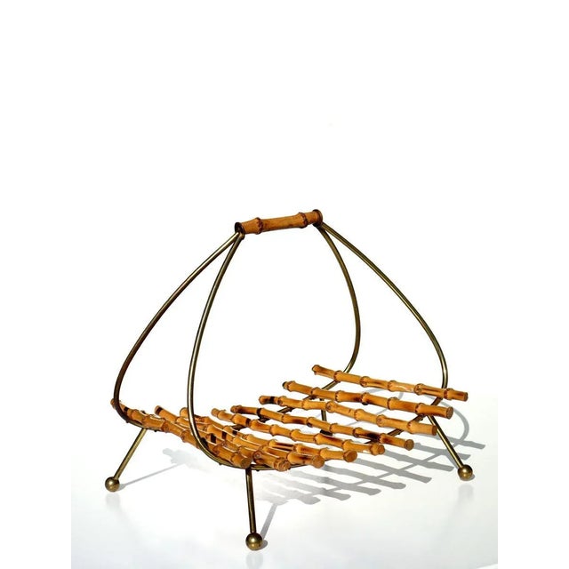Bamboo & Brass Magazine Rack by Carl Auböck, 1950s, in Flawless conditions. Designed 1950 to 1959 This piece has an...
