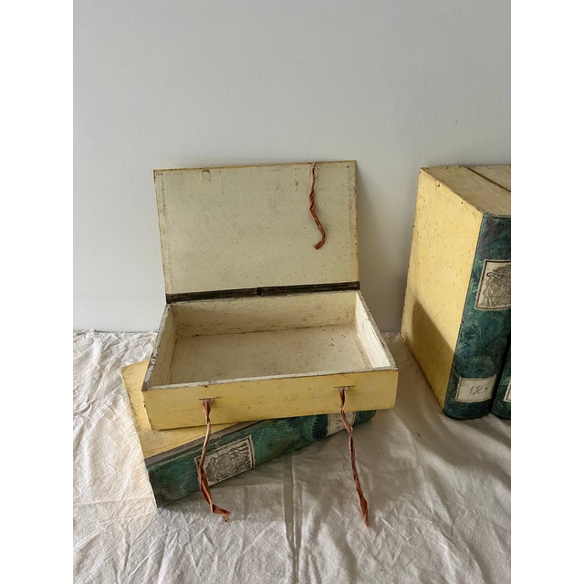 1940s Decorative Italian Book File Boxes - Set of 6 For Sale - Image 11 of 13