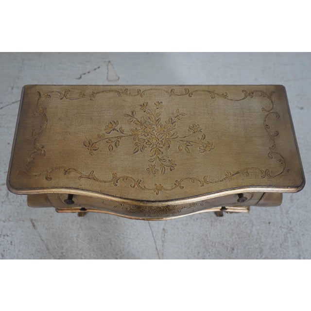 1980s Italian Gold Gilt 2 Drawer Carved Commode For Sale - Image 5 of 12