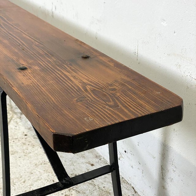 Antique Bench in Wood and Wrought Iron, 1950s For Sale - Image 6 of 12