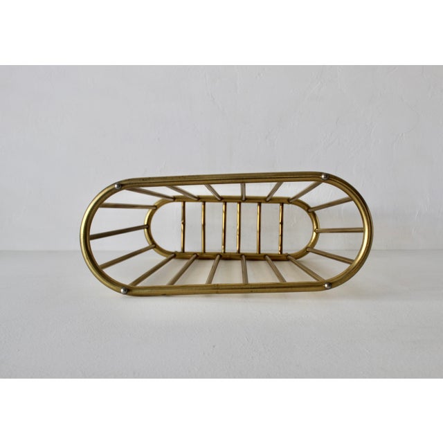 Gumps San Francisco Style Brass Magazine Rack Vintage For Sale - Image 9 of 13