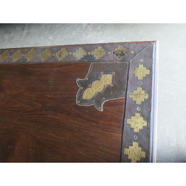 1920s Anglo-Indian Raj Table and Chairs with Metal Decor, 1920s, Set of 11 For Sale - Image 5 of 11