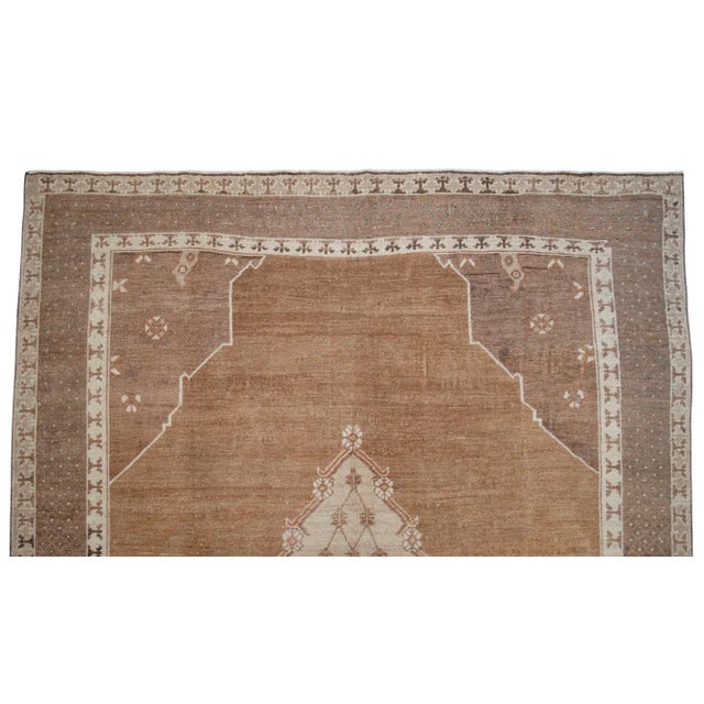 1970s Hand Knotted Turkish Rug Low Pile UnDyed Natural Wool Neutral Color Area Rug For Sale - Image 9 of 13