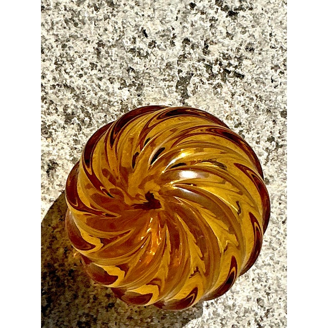 Vintage Regency Swirl Blown Glass Sphere For Sale - Image 4 of 4