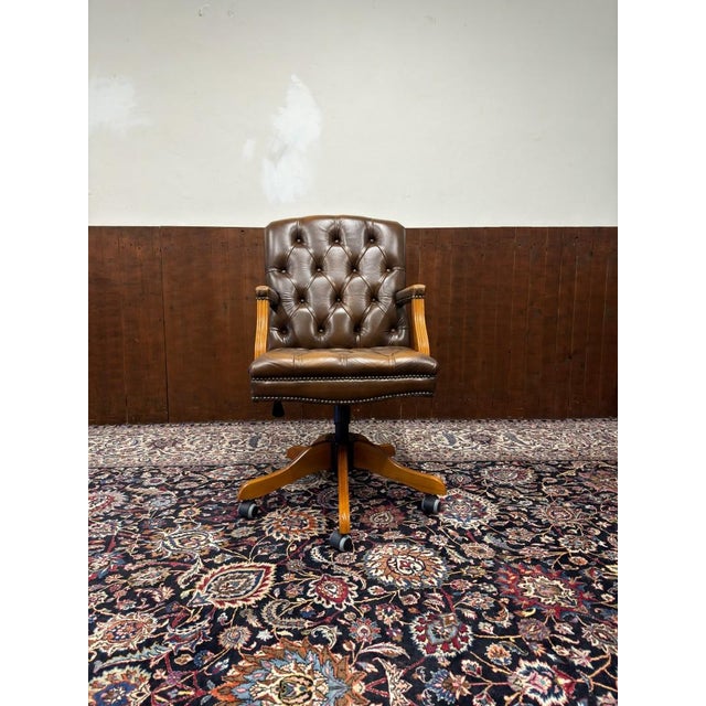 About this English Chesterfield Desk Chair President Chair Classic and Elegant | Antique office chairs in English, Classic...