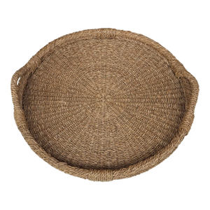 Vintage Oversized Round Woven Basket Tray