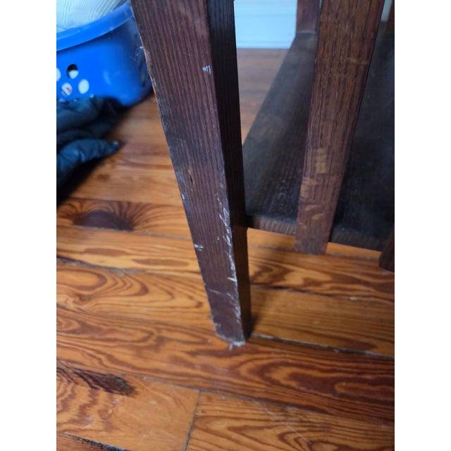 Antique Mission Oak Arts & Crafts Desk / Library Table With Built-in Bookcases (Circa 1900s) For Sale - Image 4 of 13