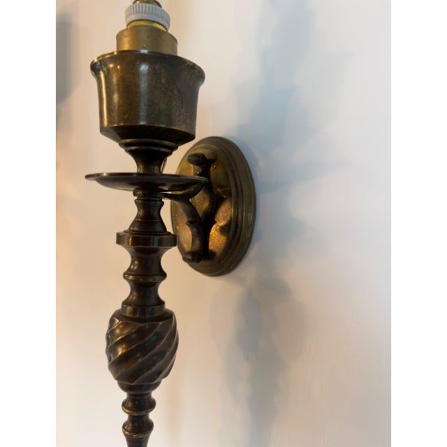 1990s 1990s Mid-Century Modern Wall Lights Brass Sconces - Pair For Sale - Image 5 of 8