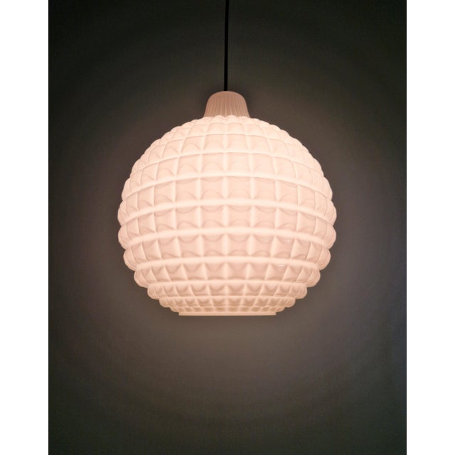 Space Age White Opaline Glass Spherical Pendant Light, 1960s For Sale - Image 11 of 13