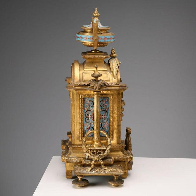 Gilded Bronze and Cloisonné Enamel Table Clock For Sale - Image 4 of 13