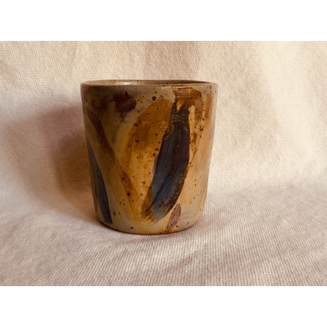 Hand-Painted Stoneware Vessel With Copper Glaze For Sale - Image 11 of 12