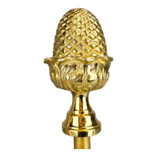Large Vintage Solid Brass Pine Cone Pineapple Finial Sculpture For Sale