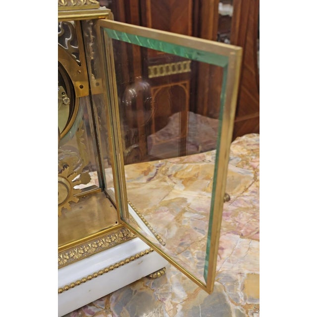 French Napoleon III Bronze & Glass Mantel Clock by Vincenti & Cie Circa 1870 For Sale - Image 15 of 16
