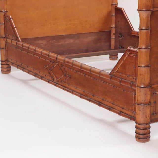 Chestnut Antique Reimagined 2 Colonial Style Twin Beds to Trundle Bed, Bamboo and Cane For Sale - Image 8 of 11