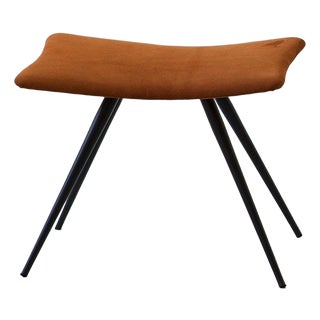 Italian Ottoman in Cognac Suede Leather, 1950s For Sale