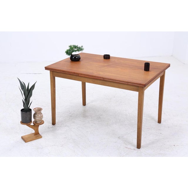 Vintage Teak Dining Table with Two Extension Leaves, 1960s For Sale - Image 3 of 14
