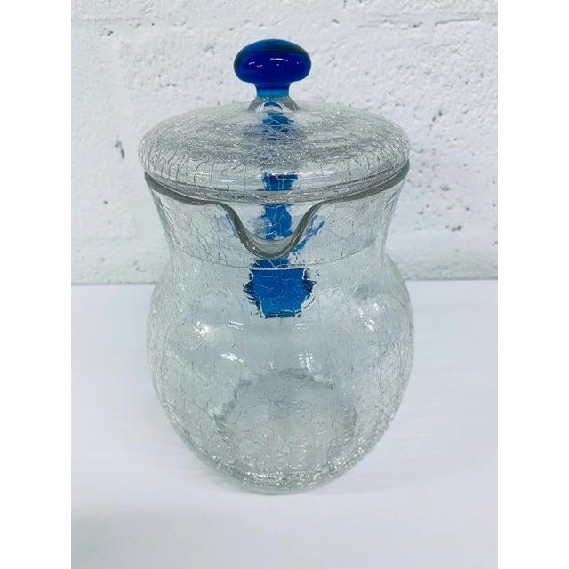 Crackle Glass Pitcher and Tumbler Set by Morgantown For Sale In Miami - Image 6 of 13