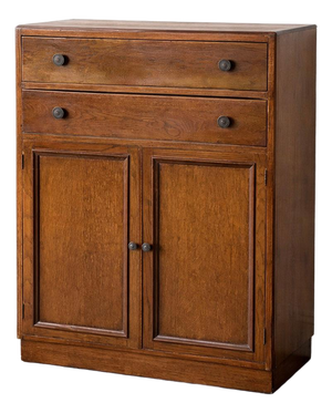 Vintage Arts and Crafts Oak Pantry Cabinet with Drawers, 1950s