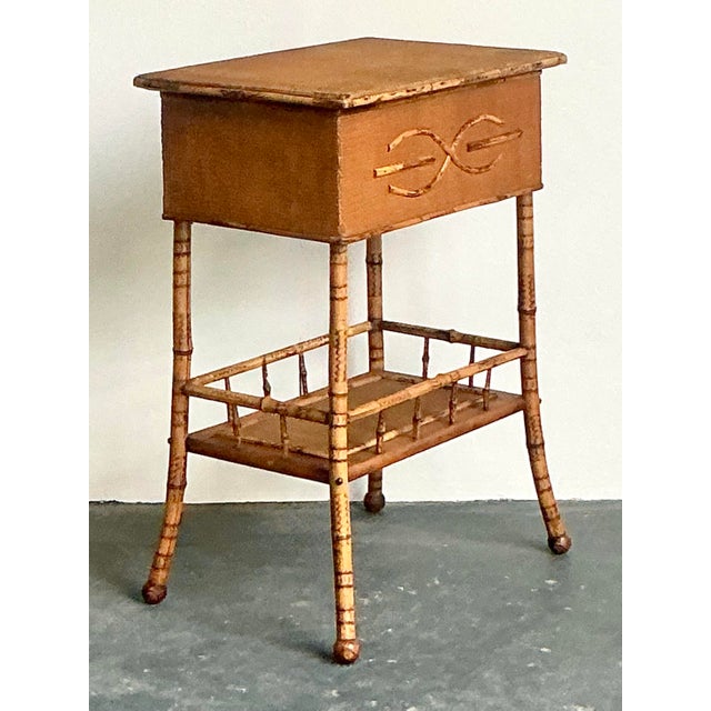 Vintage Boho Woven Rattan Pedestal Lidded Side Table For Sale - Image 9 of 12