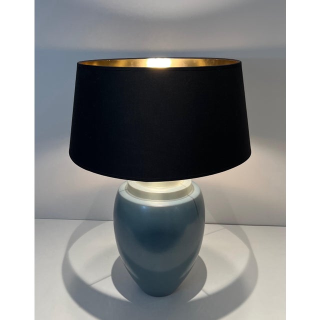 Kosta Boda 1970s Mid Century Modern Kosta Blue Ceramic Table Lamp For Sale - Image 4 of 12