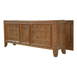 Whitewashed Oak Buffet by Maurice Rinck, 1940s For Sale