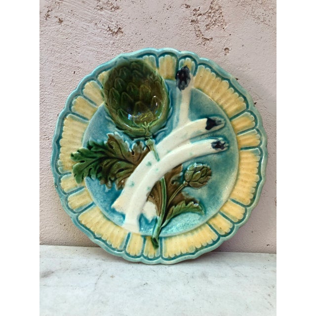 C.1890 Majolica Asparagus Plate Salins For Sale - Image 9 of 9