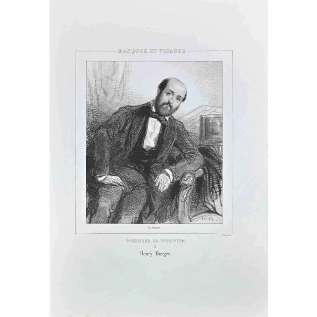 Henry Murger is a lithograph on ivory-colored paper, realized by the French draftsman Paul Gavarni (alias Guillaume...