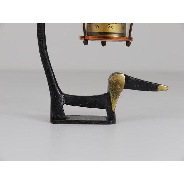 Brass Wiener Dog Figurine with Lantern Thermometer by Walter Bosse for Herta Baller, 1950s For Sale - Image 3 of 11