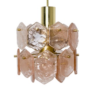 Pink Ice Glass Chandelier attributed to Kalmar Franken, 1960s For Sale