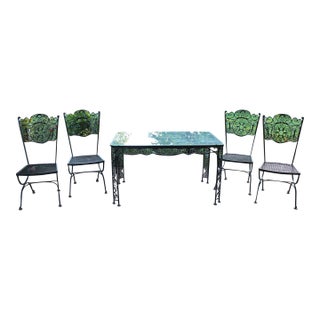 Lee L. Woodard & Sons Wrought Iron Patio Set From the Andalusian Collection—5 Pieces For Sale