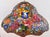 Vintage Tiffany Style 22" Stained Glass Roses Poppies Cabochons Bell Lampshade Measures 22" diameter and 10" tall. This is...