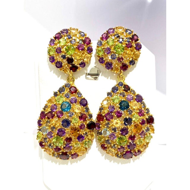 Bochic “Orient” Multi Color, Citrine, Topaz, Peridot & Amethyst Earrings Set 18K Gold & Silver 4 carats The earrings from...