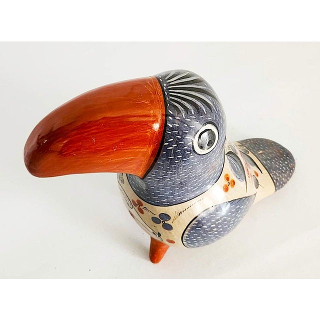 1960s Large Tonalá Mexico Ceramic Toucan Figurine, Artisan Signed For Sale - Image 9 of 11