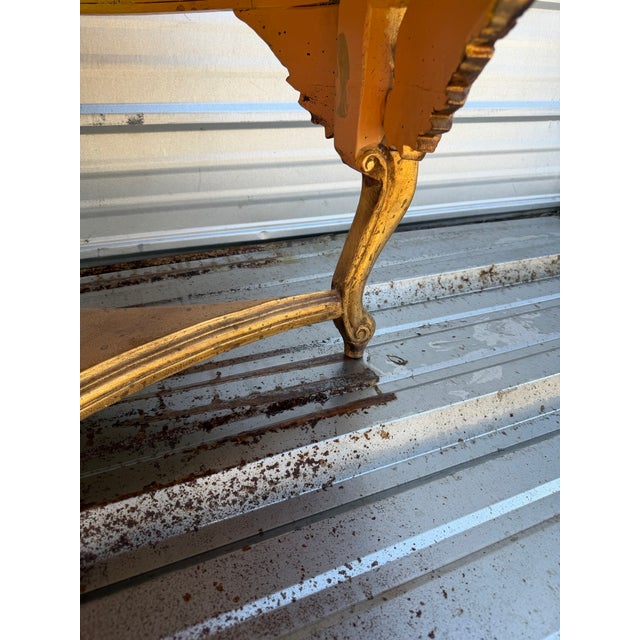 Vintage Neoclassical Style Gilt Wood Coffee Table With Marble Top – French Empire Inspired For Sale - Image 14 of 16