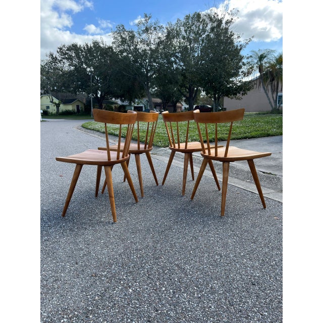 Mid 20th Century Classic Spindle-Back Maple Dining Chairs by Paul McCobb for Planner Group - Set of Four For Sale - Image 5 of 12