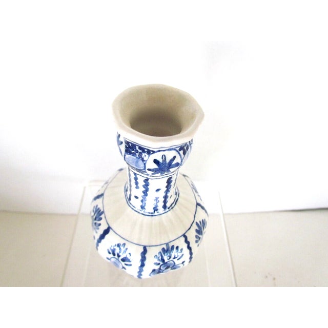 Mid-Century Modern Vintage Delft Pottery Blue and White Mold 63 Vase For Sale - Image 3 of 6