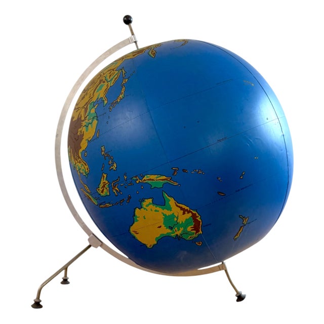 Inflatable Floor Globe on Tripod Stand from Schul Knickmann, Hamburg, Germany, 1950s For Sale