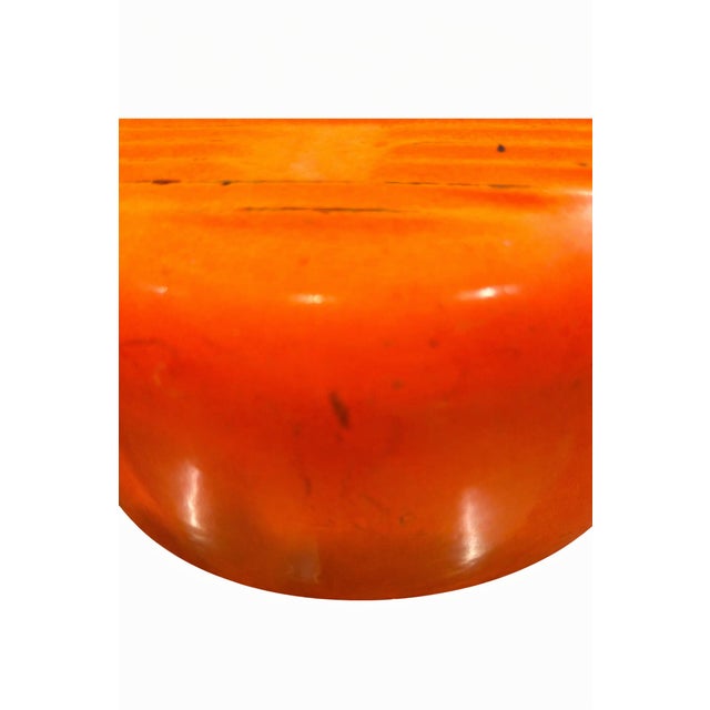 1960s 1960's Le Creuset French Enameled Cast Iron Dutch Oven / Cocotte – Flame Orange (2.5–2.75 Qt) For Sale - Image 5 of 8